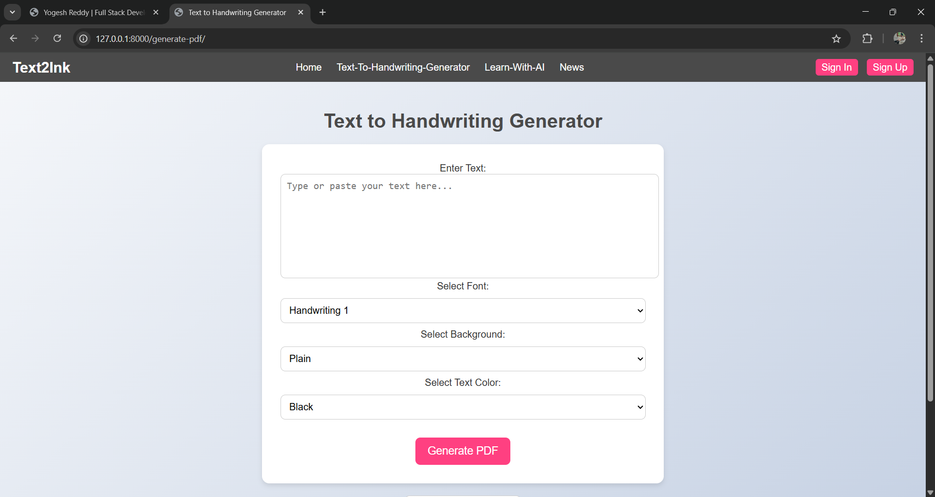 Handwriting Generator
